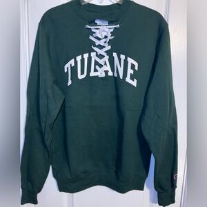 Tulane Champion Emerald Green Lace Up Sweatshirt Size S